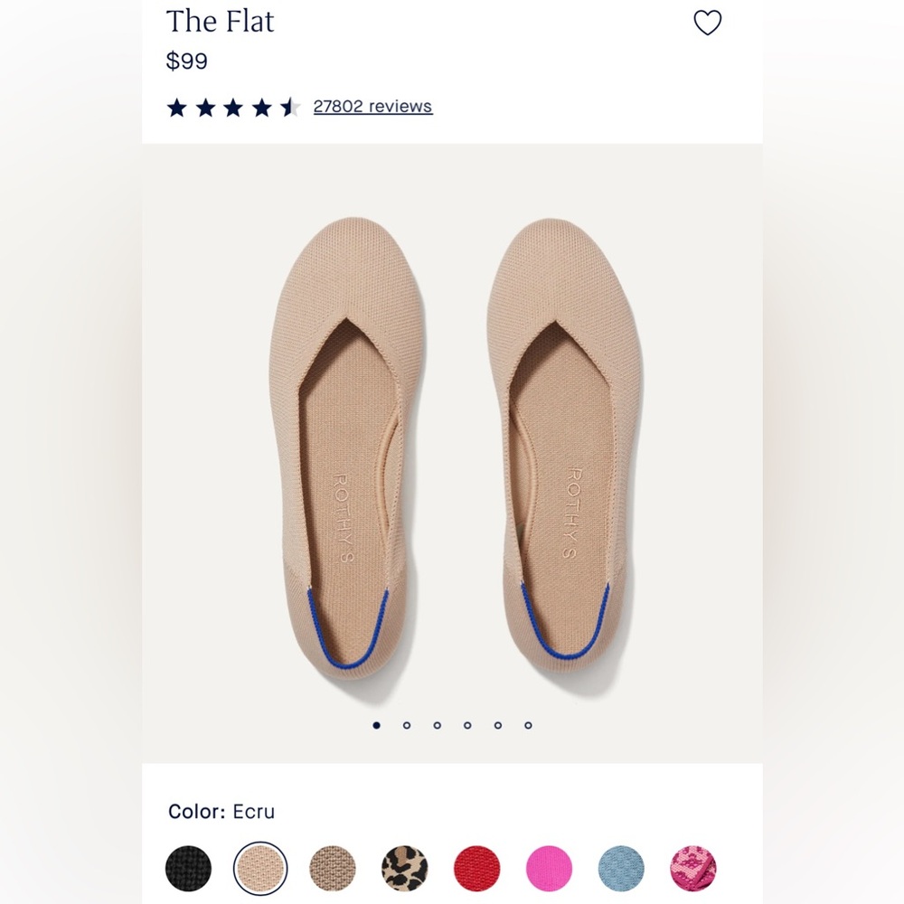 Rothy's Tan and Blue Flats Timeless Design